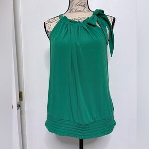 INC International Concepts Emerald Green One-Shoulder Tie Blouse